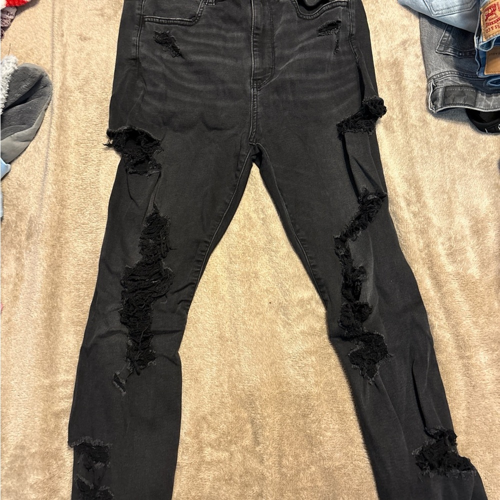 American Eagle Outfitters Women's Distressed Black Skinny Jeans